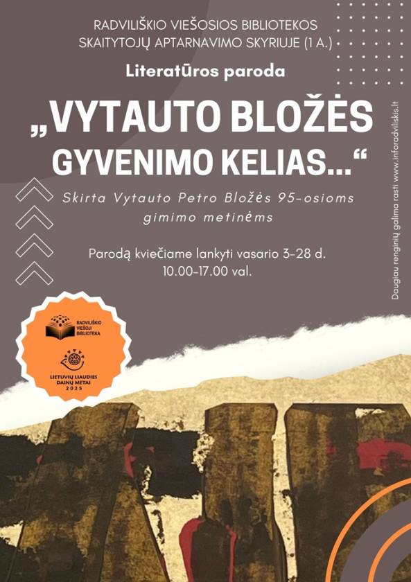 Literatūros paroda „Vytauto Bložės gyvenimo kelias“