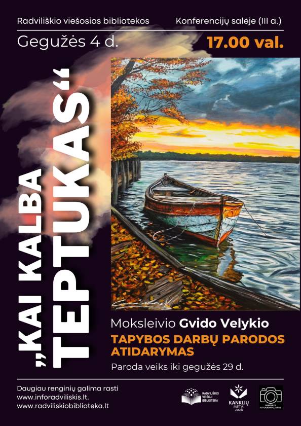 Moksleivio Gvido Velykio tapybos darbų parodos „Kai kalba teptukas“ atidarymas