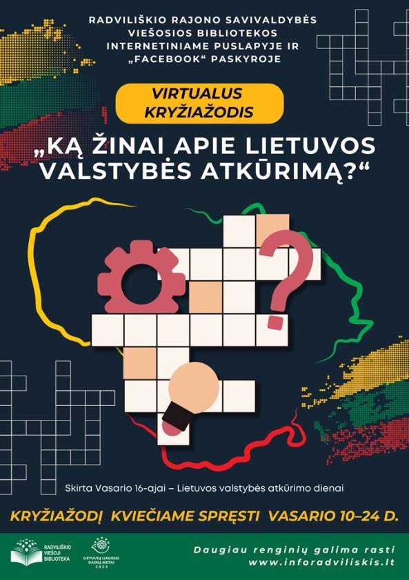 Virtualus kryžiažodis „KĄ ŽINAI APIE LIETUVOS VALSTYBĖS ATKŪRIMĄ?“