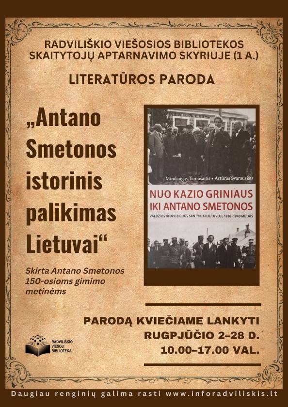 Literatūros paroda „Antano Smetonos istorinis palikimas Lietuvai“